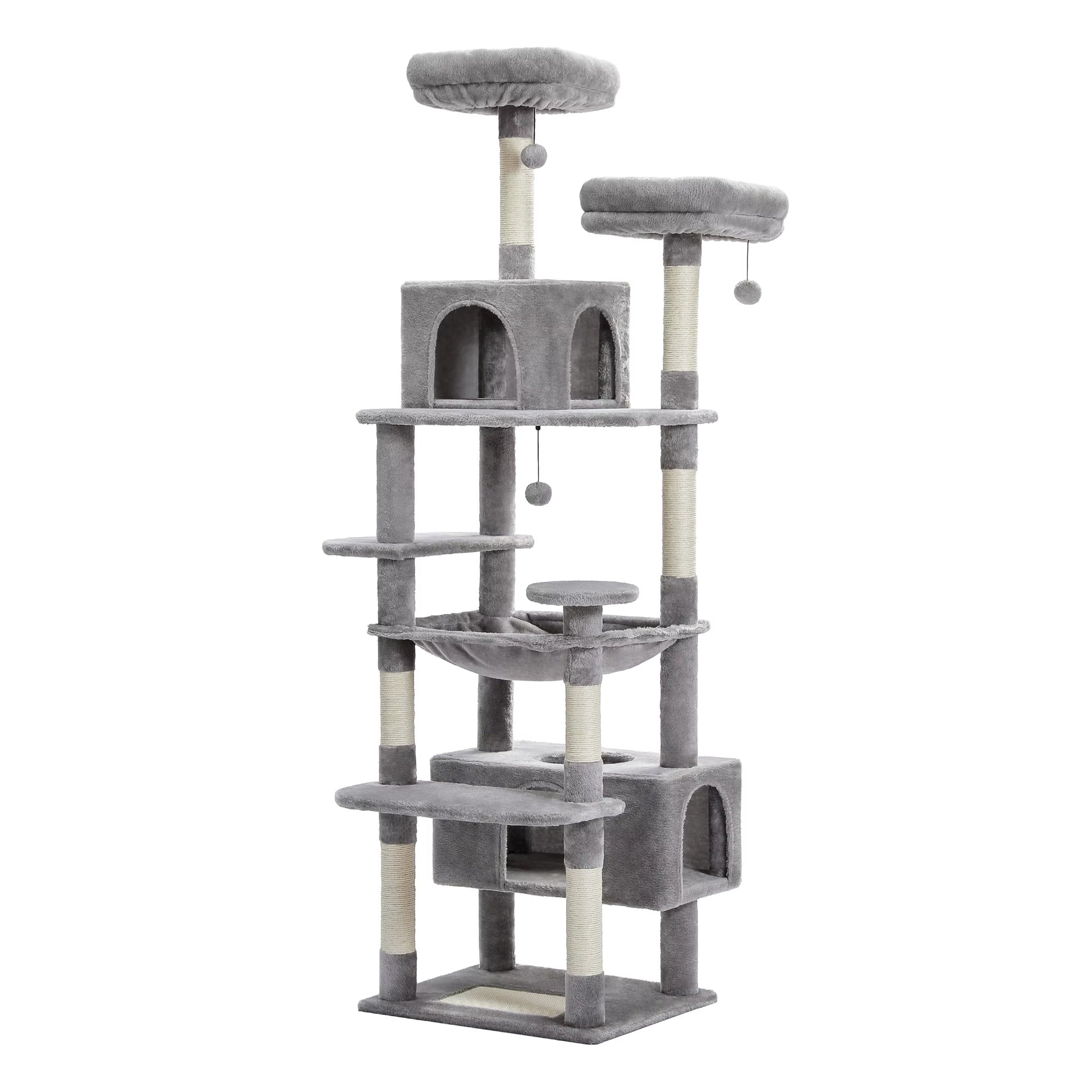 Large Cat Tree Tall Cat Tower for Indoor Cats Multi-Level Plush Cat Condo with Scratching Posts Scratching Boards Perches Caves