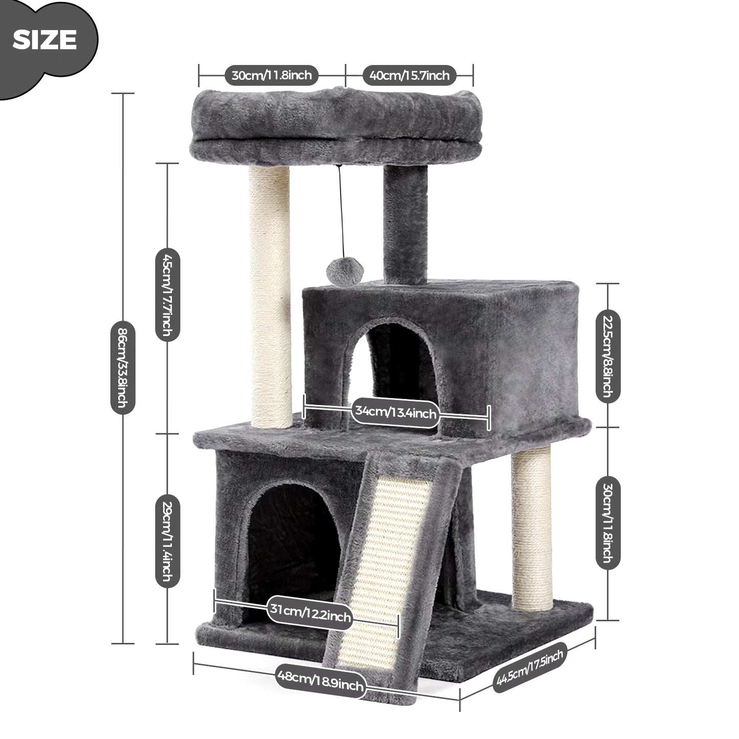 Free Shipping Multi-Level Cat Tree for Cats with Cozy Perches Stable Cat Climbing Frame Cat Scratch Board Toys Cat Furniture