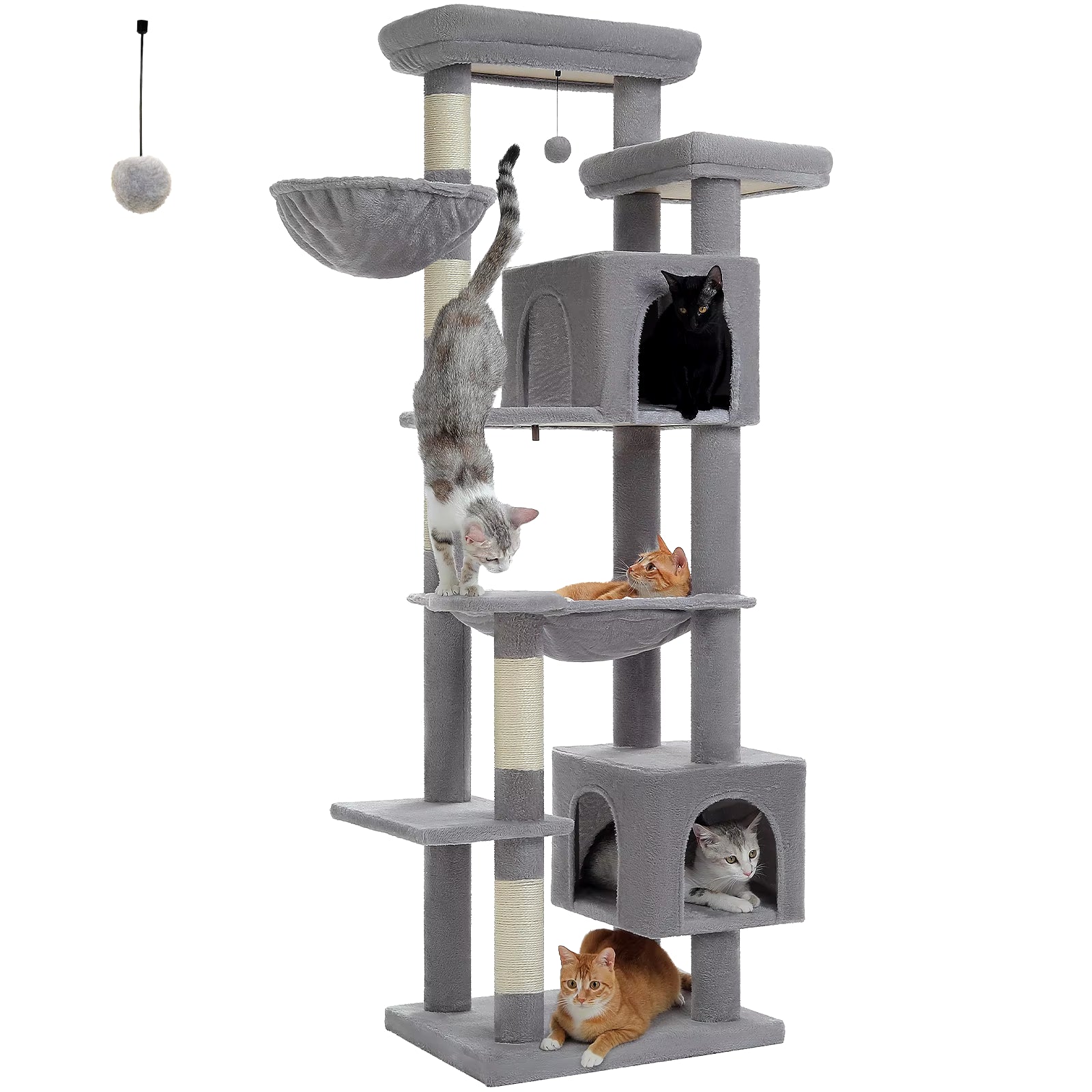 Large Cat Tree Tall Cat Tower for Indoor Cats Multi-Level Plush Cat Condo with Scratching Posts Scratching Boards Perches Caves