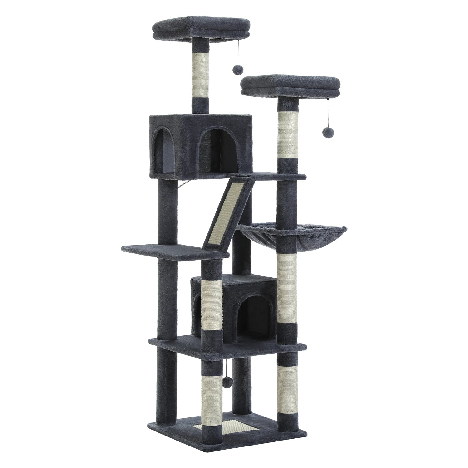 Large Cat Tree Tall Cat Tower for Indoor Cats Multi-Level Plush Cat Condo with Scratching Posts Scratching Boards Perches Caves