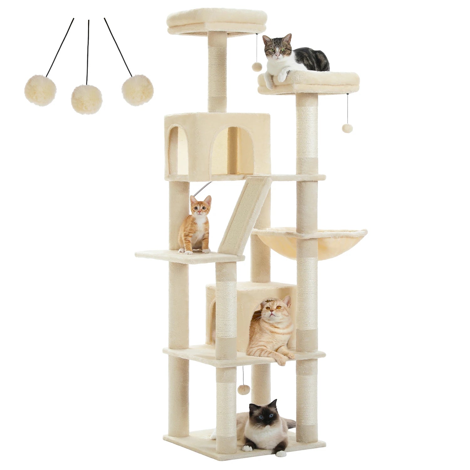 Large Cat Tree Tall Cat Tower for Indoor Cats Multi-Level Plush Cat Condo with Scratching Posts Scratching Boards Perches Caves